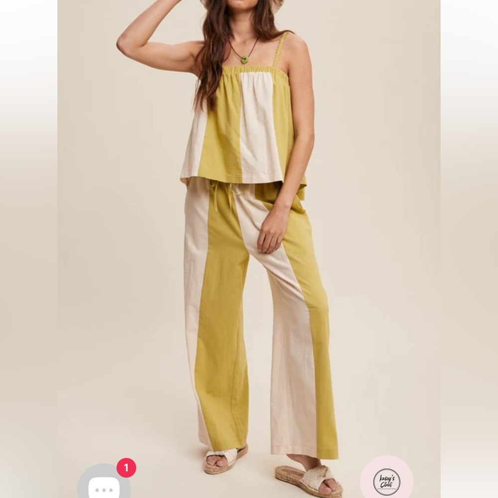 Listicle Yellow and Cream Colorblock Wide-Leg Jumpsuit